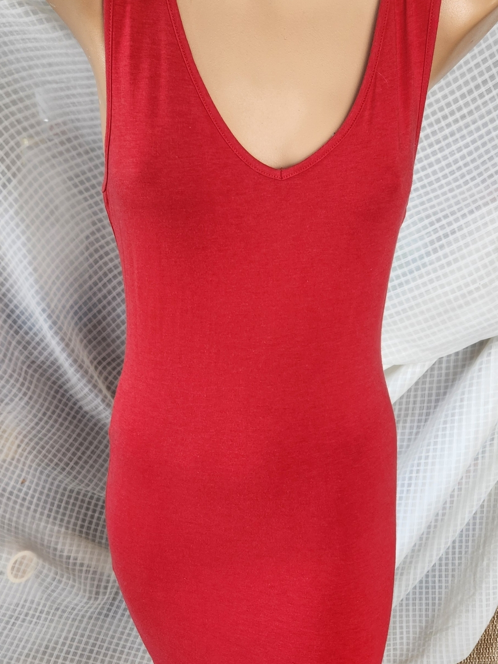 Heart Hips Sleeveless Red Mini Dress with V-Neck